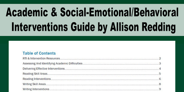 Academic and Social Emotional Behavioral Interventions Guide by Allison Redding